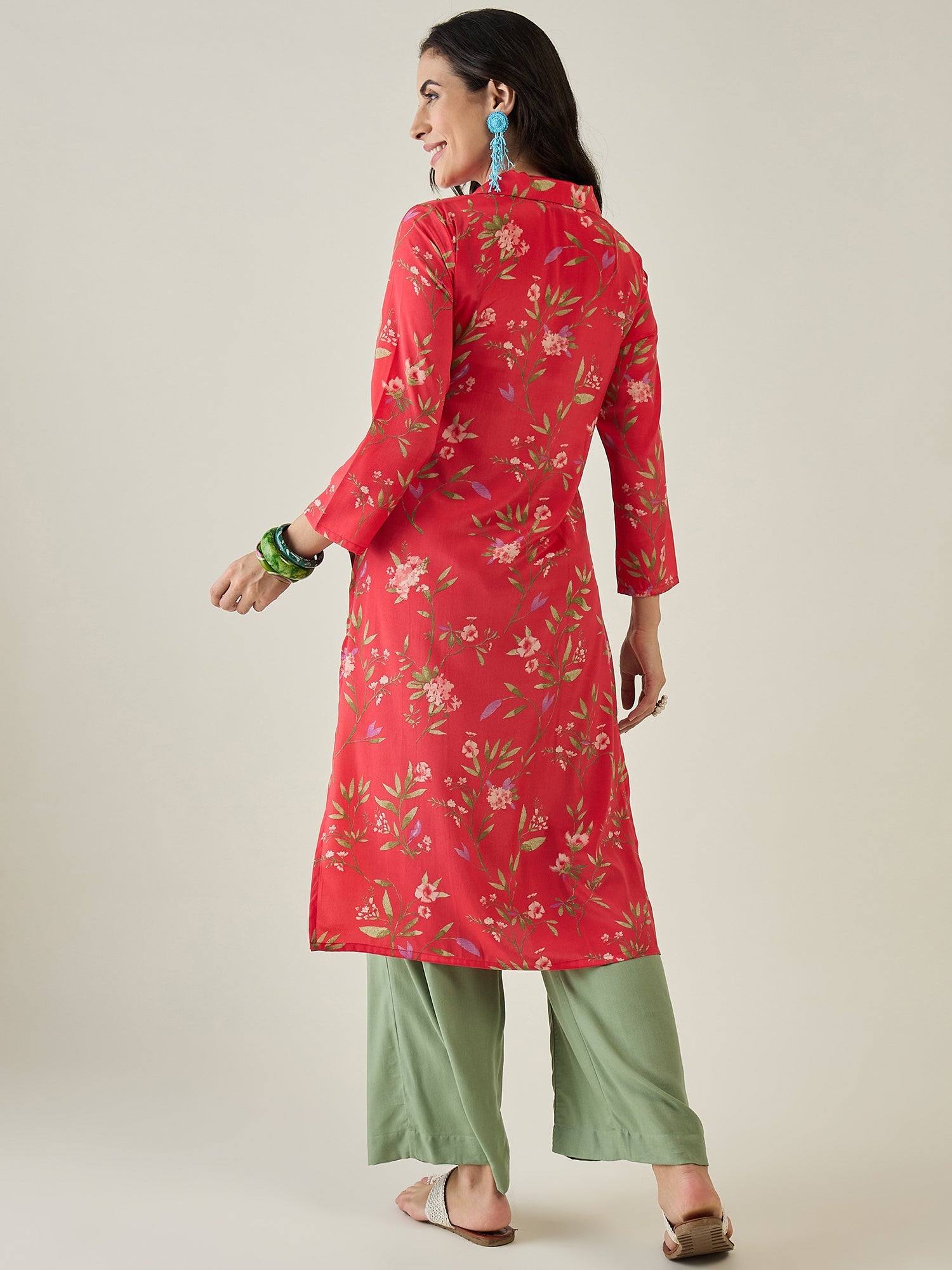 Floral Printed Tiered Kurta with Palazzos - madhunistore