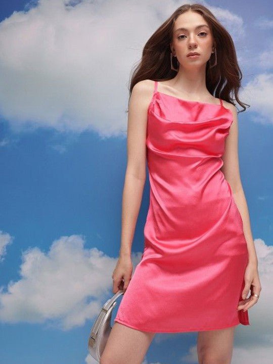 Shoulder Straps Satin Seath Dress - madhunistore