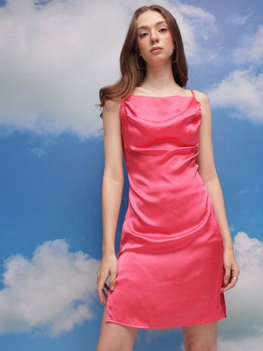 Shoulder Straps Satin Seath Dress - madhunistore