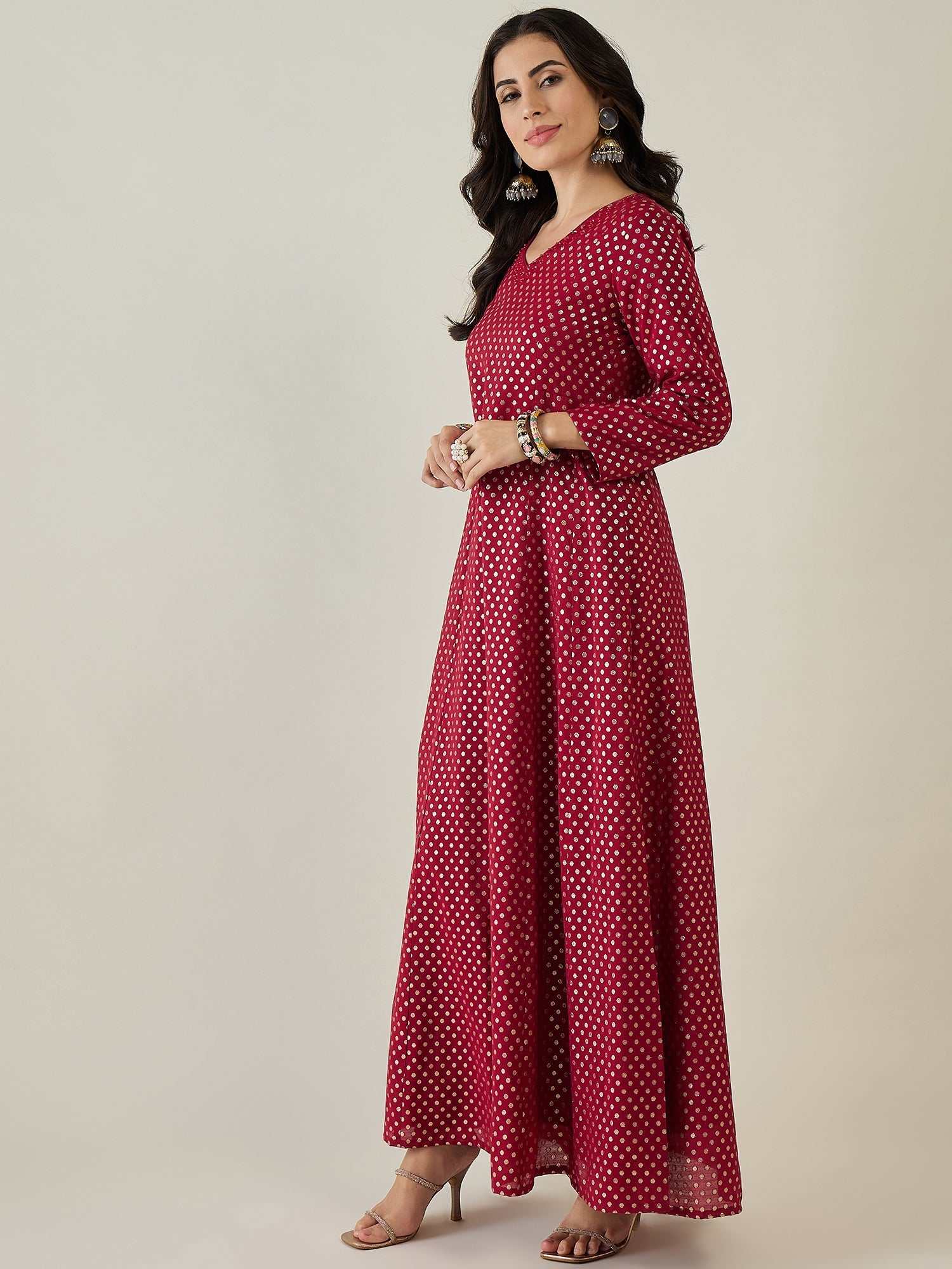 Women Ethnic Motifs Printed Sequinned Anarkali Kurta - madhunistore