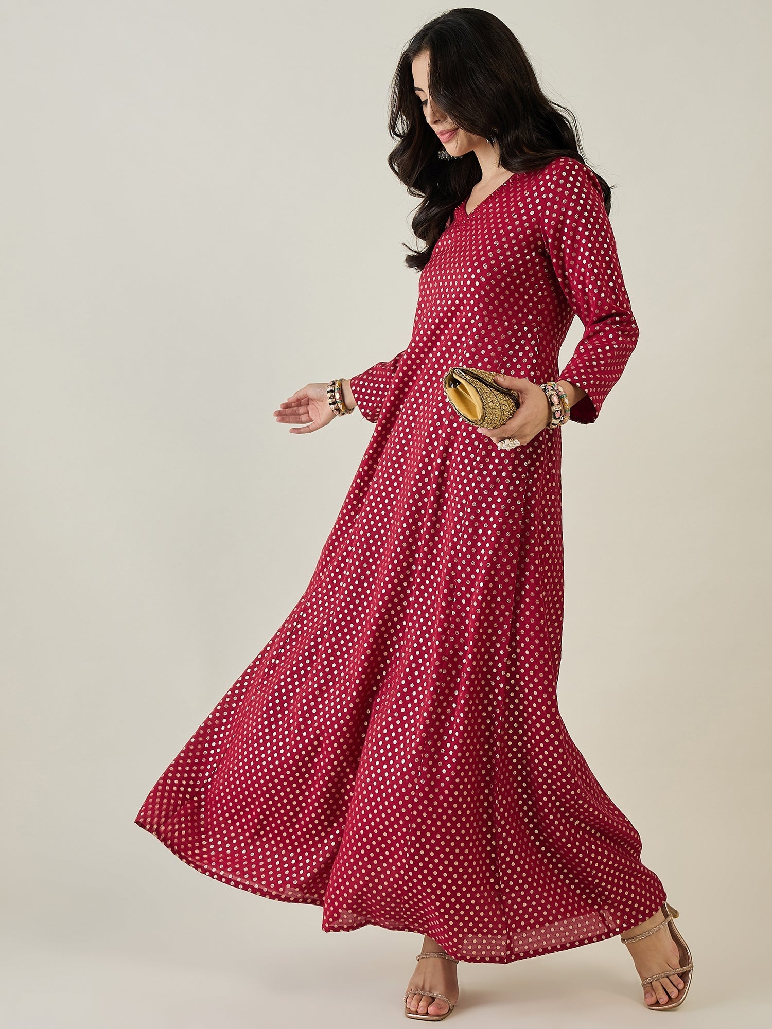Women Ethnic Motifs Printed Sequinned Anarkali Kurta - madhunistore