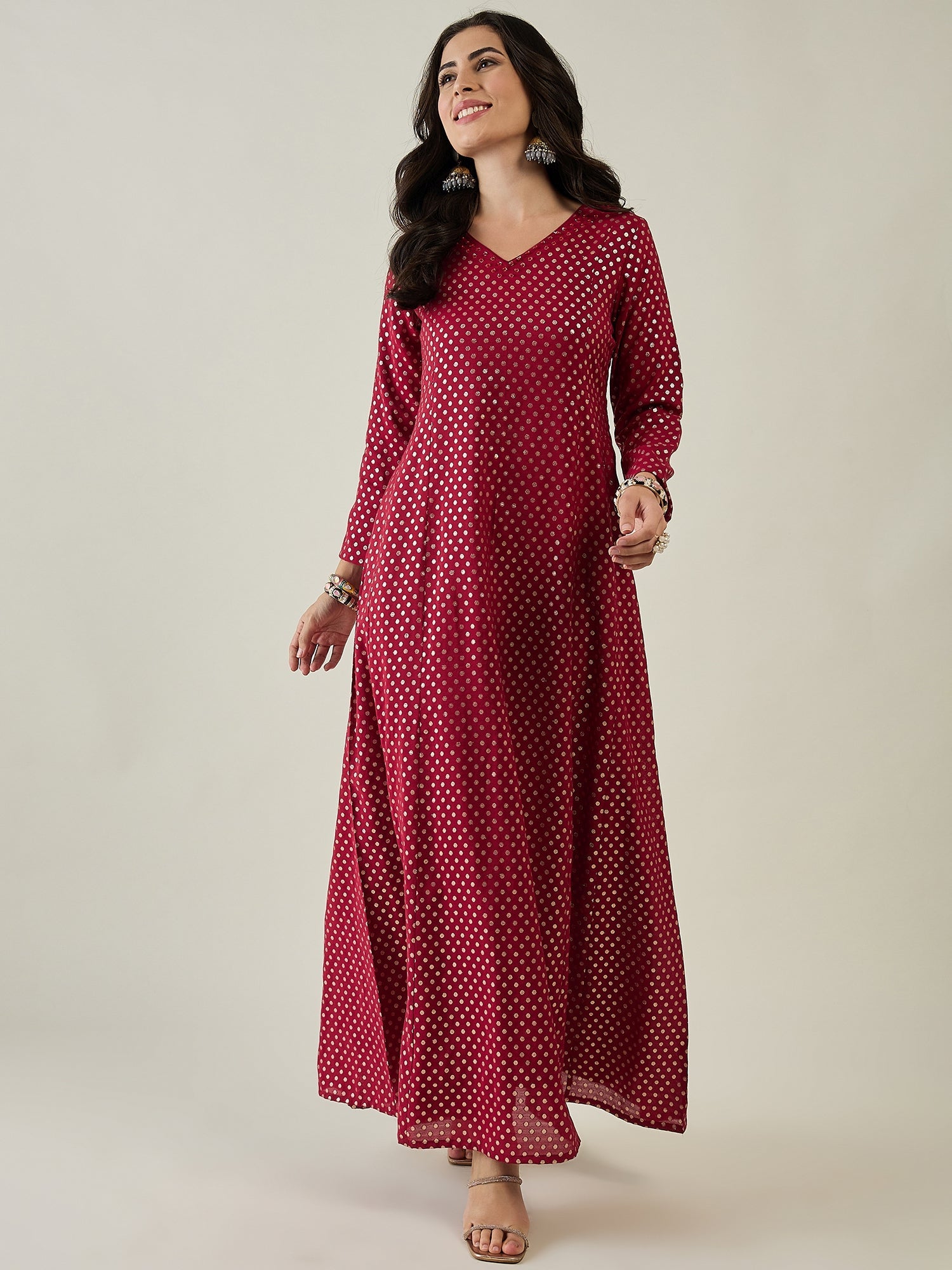 Women Ethnic Motifs Printed Sequinned Anarkali Kurta - madhunistore