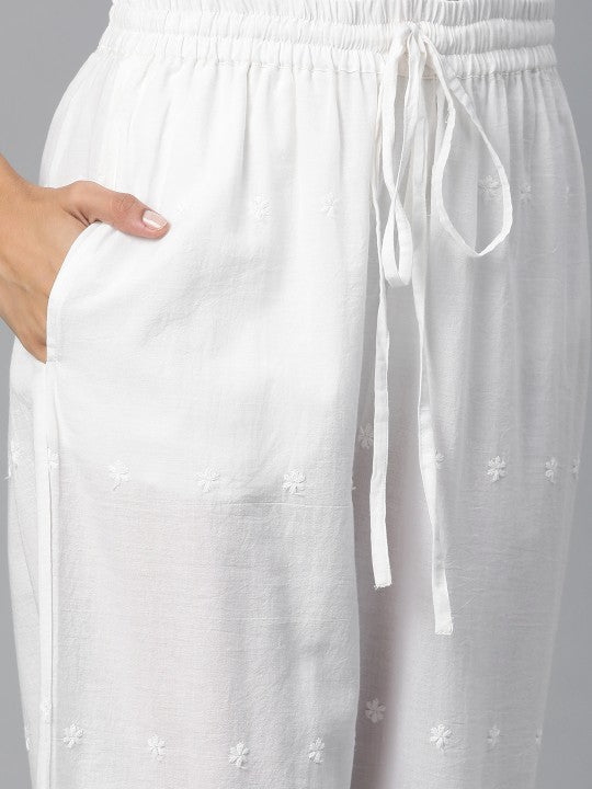 Women Floral Printed Pure Cotton Kurta With Palazzo With Dupatta - madhunistore