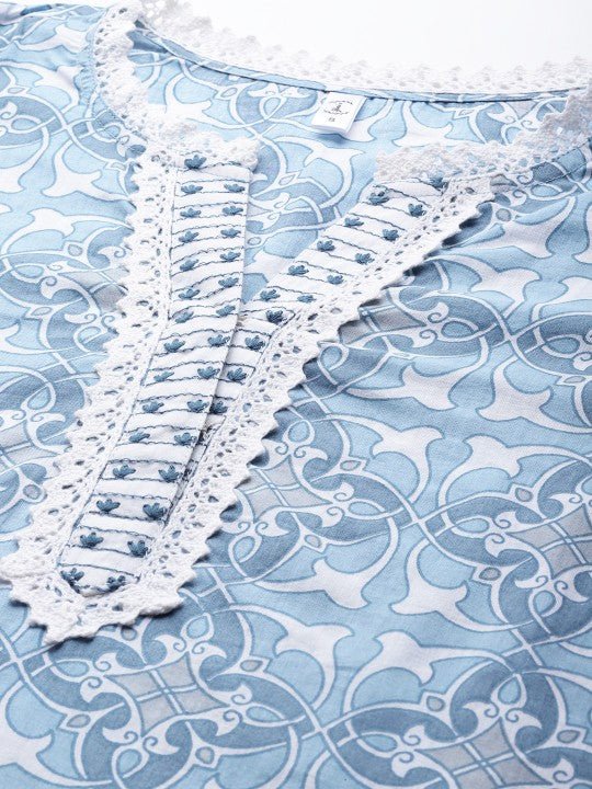 Women Floral Printed Pure Cotton Kurta With Palazzo With Dupatta - madhunistore