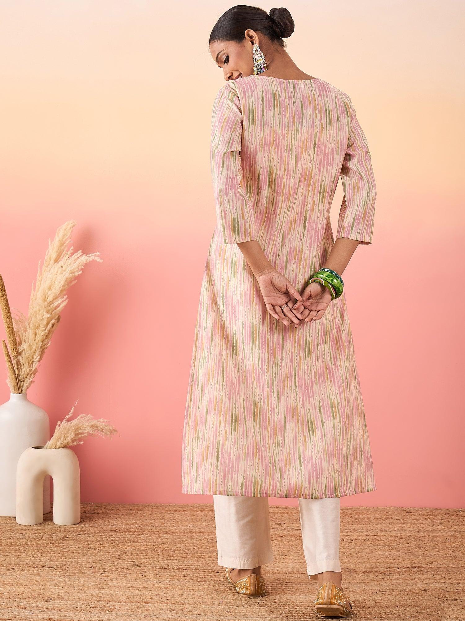 Women Printed Chanderi Silk Straight Kurta With Pant - madhunistore