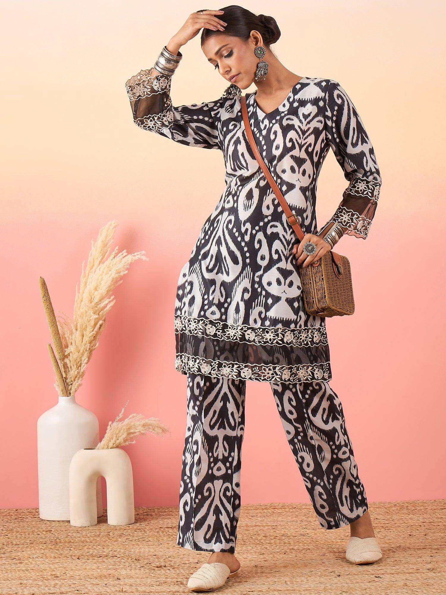 Women Printed Kurta With Palazzo - madhunistore