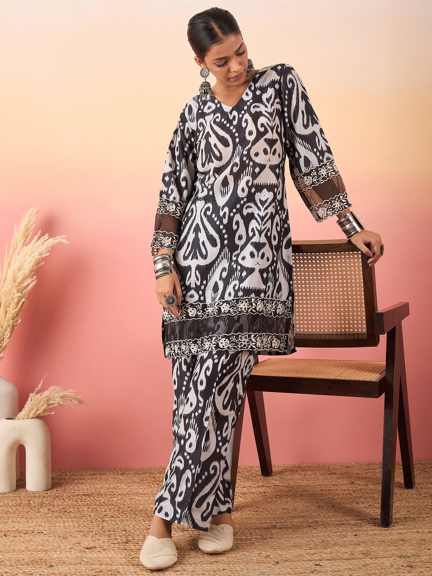 Women Printed Kurta With Palazzo - madhunistore
